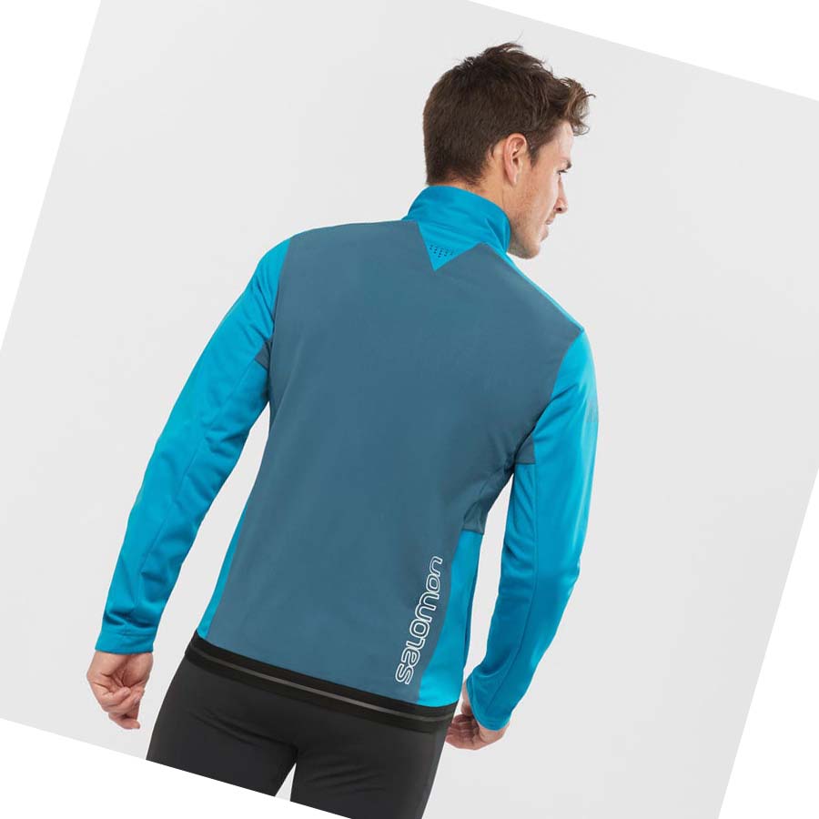 Salomon GORE TEX INFINIUM™ WINDSTOPPER® Kabát Férfi Kék | HU 2373YXF